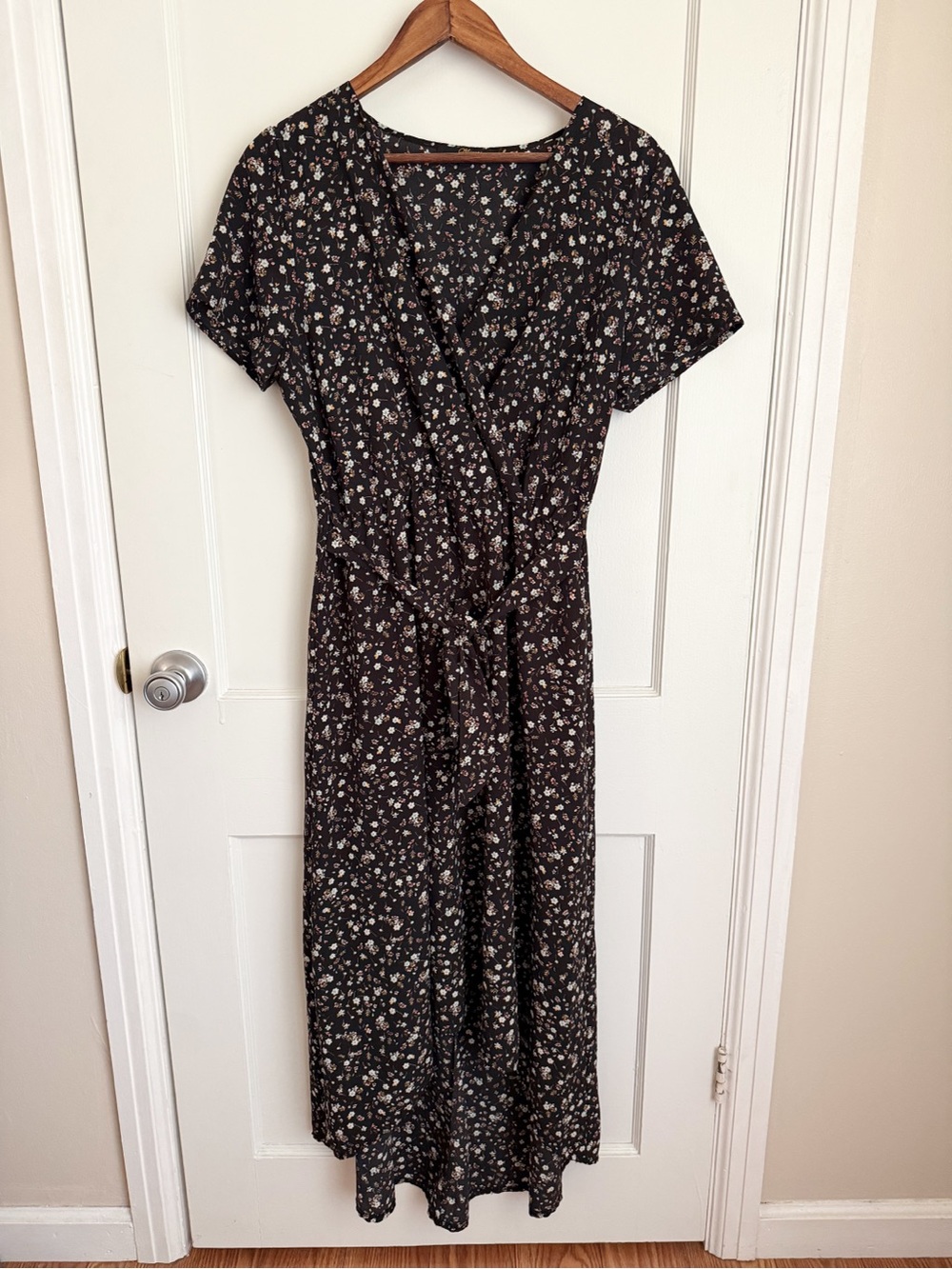 Black Floral Midi Dress